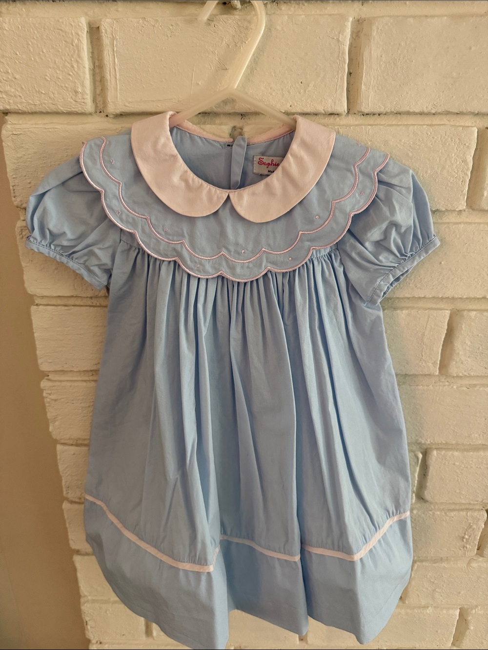Sophie Light Blue Peter Pan Collar Girls Dress